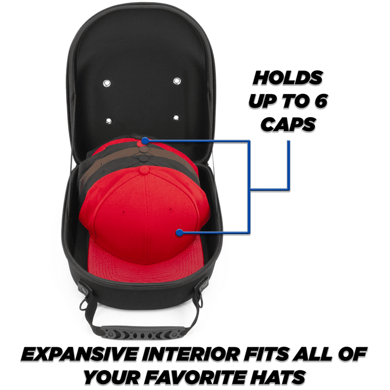 Casematix Hat Travel Case for Up to 6 Baseball Caps - Protective Hat Case Cap Carrier for Travel and Storage, Case Only, Adult Unisex, Size: 12 x 9.5