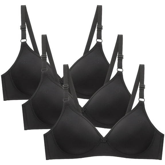 nerohusy Womens 3 Pack Bras,Womens Bra Small Cup,Women's Seamless Wire Free Push-up Bra,Bras for Women Wireless Bras No Underwire Comfort Bralettes,Black,XL