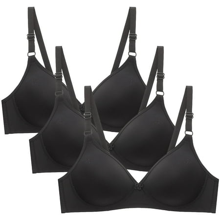 GERsome 3 Pack Deep V Wireless Bras for Women No Underwire Push Up Seamless Padded Comfort Bra Supportive Wirefree Bralette Size XXL