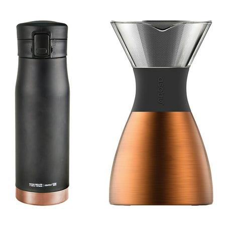 40.5 Ounce Coffee Pot - ASOBU 32-Ounce PourOver Insulated Coffee Maker & 17-Ounce Liberty Canteen (Copper)