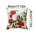 thumbnail image 3 of Taie d'Oreiller de Noël avec Fleurs Rouges Feuilles Vertes Motif de Fruits Rouges et de Vignes 45 cm x 45 cm Polyester pour Déco Maison, 3 of 6