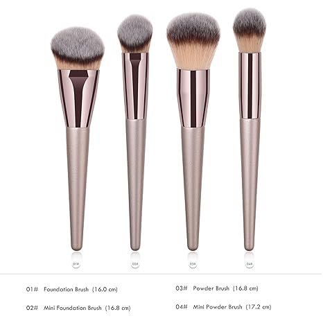 Juego de brochas de maquillaje profesional de 4 piezas, brocha para base líquida sintética de primera calidad, polvo para mezclar, brochas de maquillaje Kabuki cónicas, aplicador de cosméticos