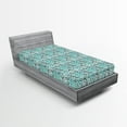 thumbnail image 2 of Ambesonne Ethnic Fitted Sheet, Traditional Chevron Pattern, Twin Size, Dark Seafoam Teal White, 2 of 5