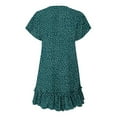 thumbnail image 4 of up to 60% off Gifts Usmixi Womens Dresses High Waist Beach Ruffle Swing Tunic A Line Short Dresses Fashion Floral Print V-Neck Short Sleeve Mini Summer Dress Green s, 4 of 6