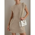 thumbnail image 3 of Weardear Womens Casual Summer Crewneck Cap Sleeve Loose Ribbed Texture Tshirt Dress with Pocket, 3 of 5