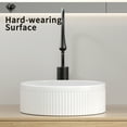 thumbnail image 5 of 14" Round Ceramic Vessel Sink - Milk White Above Counter Bathroom Sink, Modern Wave Design, Porcelain Art Basin for Vanity Cabinet, 5 of 7