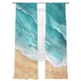 thumbnail image 7 of Teal Coastal Beach Sheer Curtains 84 Inch Length 2 Panels Set, Summer Nautical Ocean Beige Seaside Voile Window Treatment Rod Pocket Curtains Sheers Drapes for Bedroom/Living Room/Kitchen 52"x84"x2, 7 of 7