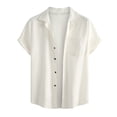 thumbnail image 1 of BOBOGOJP Chemises Décontractées pour Hommes à Manches Courtes Col Rabattu, Blanc P, 1 of 4