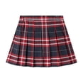 thumbnail image 1 of Runhomal Jupe d'Uniforme Scolaire pour Filles Jupe Courte Plissée à Carreaux Décontractée pour Enfants Rouge P, 1 of 4