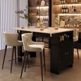 thumbnail image 1 of U_Style-CA Modern Counter Height Table with Foldable Top, Marble-Pattern Surface, 2-Door Storage Cabinet, Adjustable Shelf, Side Hooks & Aluminum Handles, for Dining Room (Chairs Not Included), 1 of 5