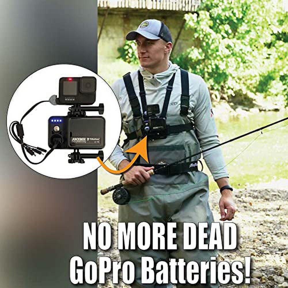 YOLOtek JUICEBANK - External GoPro Battery & Mount for Chesty & Other Camera Mounts - Power Bank 7800mAh upto 8.5hrs - Compatible With All Model of GoPro and Other Action Camera
