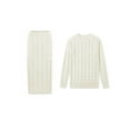 thumbnail image 3 of Women'S Winter Chunky Cable Knit Long Skirt 2 Piece Outfit Sweater Sets White L, 3 of 10