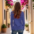 thumbnail image 4 of Holzkary Long Sleeve Shirts for Women Women's Round Neck Long Sleeve Top Halloween Printed Casual Loose T Shirt V Neck Polka Dot Graphic Tees Shirts Button Down Dressy Blouses Blue L, 4 of 9