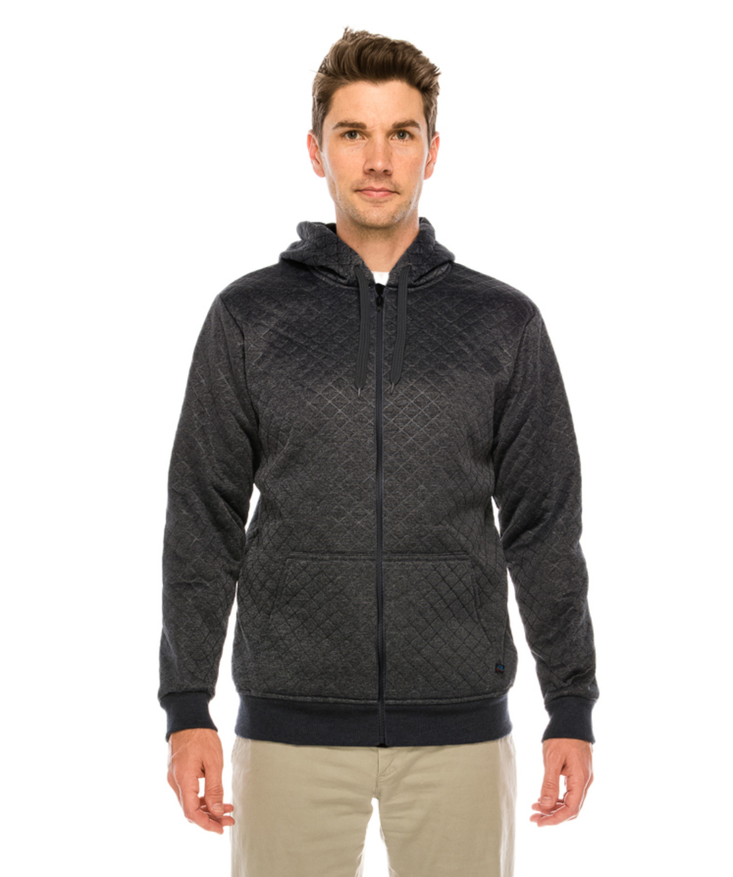 Men's Quilted Hoodie with Zipper and Drawstring - Walmart.com