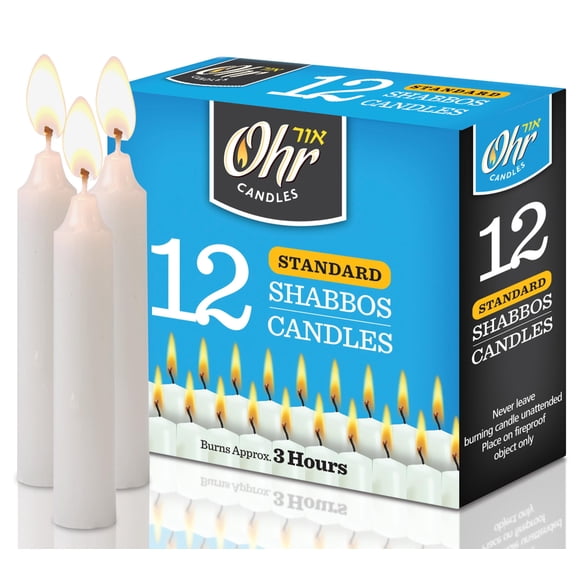Velas OHR CANDLES Shabbos 3H de duración Paquete de 12