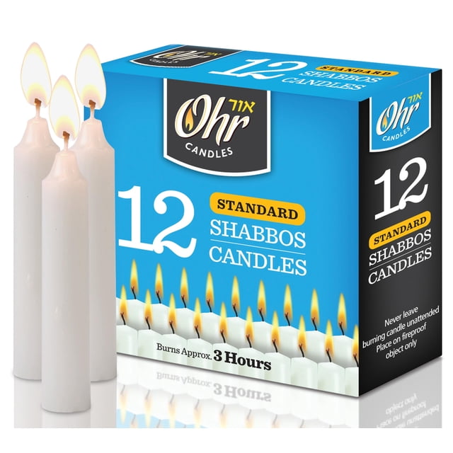 Velas OHR CANDLES Shabbos 3H de duración Paquete de 12