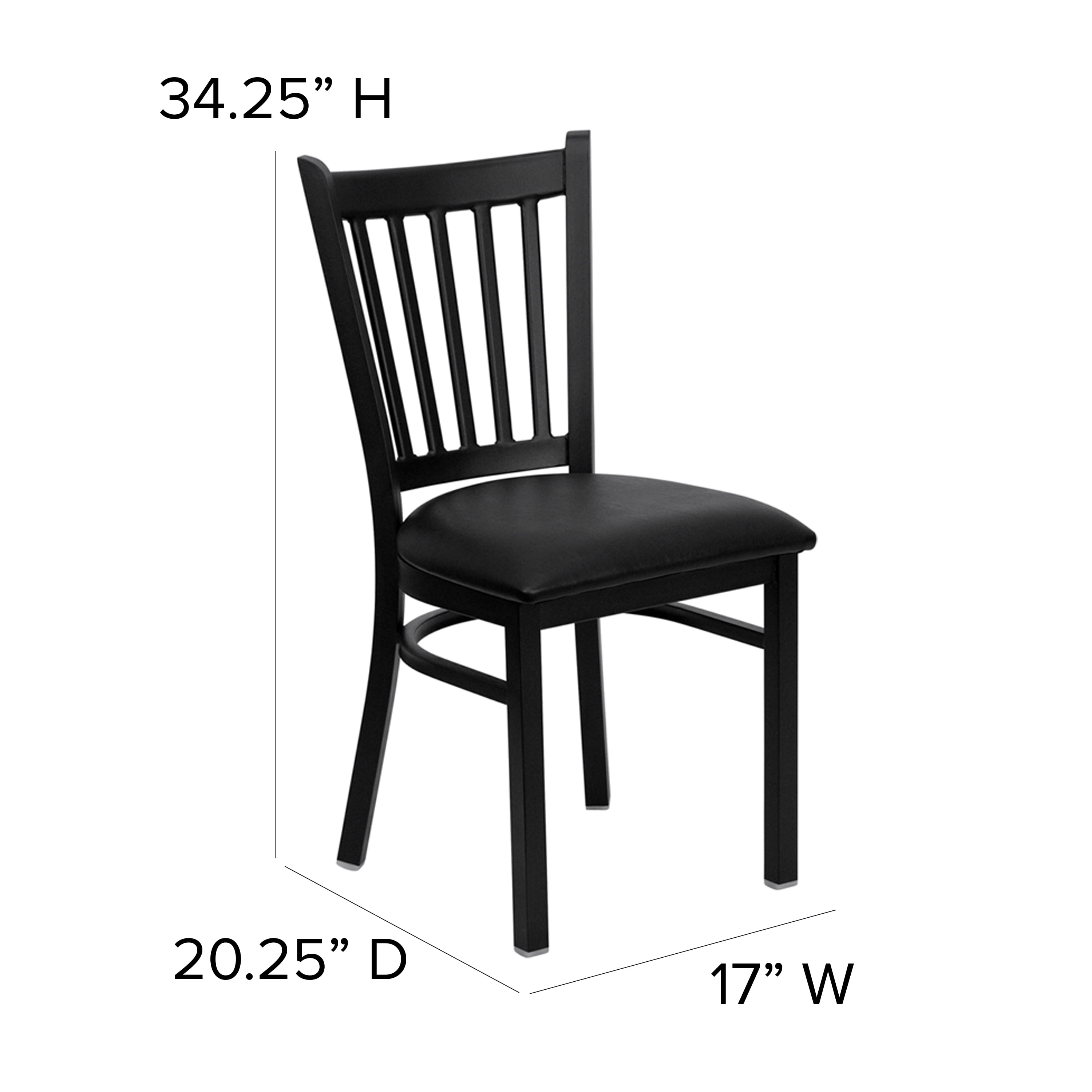 Flash Furniture HERCULES Series Black Vertical Back Metal Restaurant Chair - Black Vinyl Seat