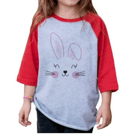 

7 ate 9 Apparel Girls Happy Easter Shirts - Bunny Face Red Shirt 2T