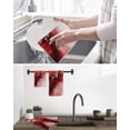 thumbnail image 5 of Red Marble Kitchen Dish Towels for Drying Dishes Set of 2, Modern Ombre Abstract Ink Painting Art Waffle Weave Microfiber Hand Tea Bathroom Towels Quick Dry & Absorbent Towel 15.7x23.6, 5 of 7