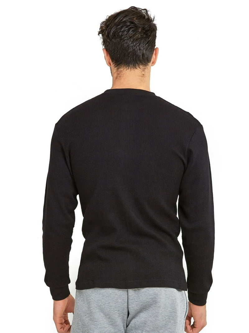 Men's XL Heavyweight Waffle Knit Cotton Thermal Top, Black, 1 Pack