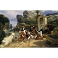 thumbnail image 2 of Horace Vernet 18x13 Black Ornate Wood Framed Double Matted Museum Art Print Titled - Italian Brigands Surprised by Papal Troops (1831), 2 of 5