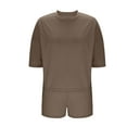 thumbnail image 6 of Mgmyaa Womens Fashion 2 Piece Outfits Sweatsuits 2025 Summer Short Sleeve Oversize Loungewear Tracksuit Ribbed Round Neck Lounge Shorts Sets, 6 of 8