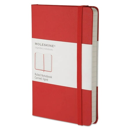 - Moleskine Hard Cover Notebook, Ruled, 5 1/2 x 3 1/2, Red Cover, 192 Sheets