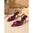 thumbnail image 2 of Women's Pointed Toe Slingback Pumps, Satin Kitten Heels for Wedding Party, 2 of 6