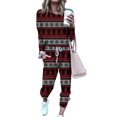 thumbnail image 4 of Conjuntos de pijamas navideños para mujer Tops de manga larga con estampado navideño Pantalones largos con cordón Conjunto de 2 piezas Chándales, 4 of 4