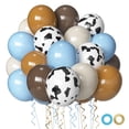 thumbnail image 1 of Set de globos de fiesta Msiveavz con estampado de vaca, azul y marrón, 60 unidades, 1 of 3