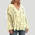 thumbnail image 2 of Women's Fashionable Color Layered Decorative V Neck Long Sleeve Shirt Cardigan Sweaters for Women, 2 of 2