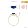 thumbnail image 5 of ANGARA Natural Horizontally Set Sapphire Ring with Trio Diamond Accents in 14K Yellow Gold for Women (Size-7x5mm) | September Birthstone, Anniversary, Jewelry Gift for Women | Natural Sapphire Ring, 5 of 10