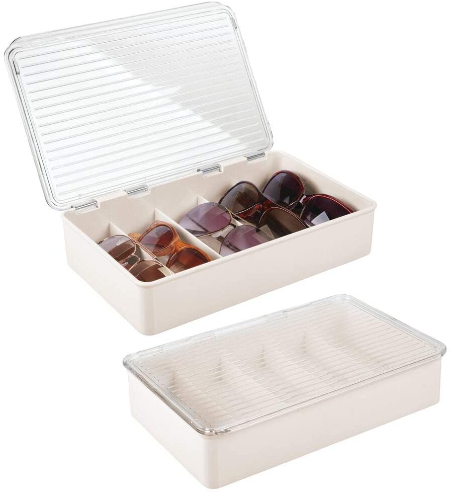 Plastic Rectangular Stackable Eye Glass Storage Organizer Holder Box