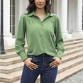 thumbnail image 2 of tarylea Business Casual Tops for Women Button down Pleated Lapel Shirts Long Lantern Sleeve Solid Color Tops Loose Office Blouse, 2 of 6