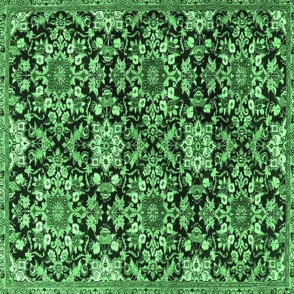 Ahgly Company Indoor Square Persian Emerald Green Traditional Area Rugs, 6' Square