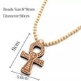 thumbnail image 4 of GKNET Mens Egyptian Ankh Cross Wood Pedant Punk Hip Hop Necklace Wooden Ball Chain 35"-Coffee (C), 4 of 6