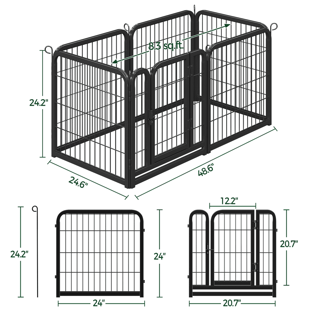 Alden Design 25″ Tall 6 Panels Metal Dog Playpen Fence for Outdoor Indoor, Black