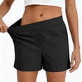 thumbnail image 2 of iHPH7 Women's Elastic Waist Shorts Casual Summer Lightweight Stretch Comfortable Lounge Shorts Solid Color Relaxed Fit Pull On Shorts with Pockets for Beach Travel Daily Wear Black XL, 2 of 7