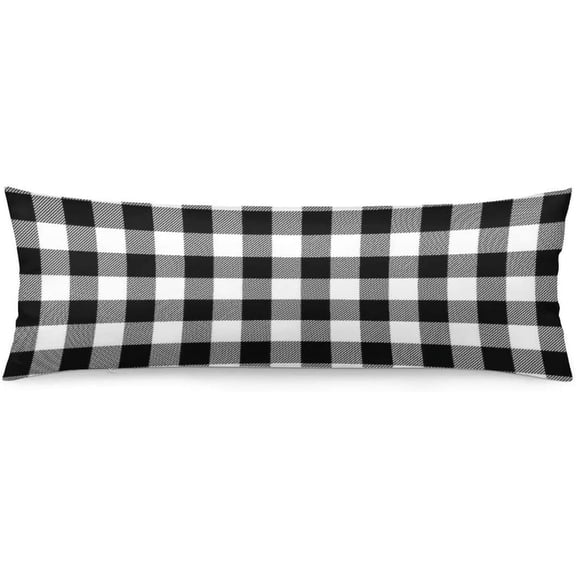 Buffalo Check Plaid Body Pillow Cover Geometric Rustic Checkered Plaids Black and White Long Pillow Case with Zipper Decorative Bedding Pillowcase Farmhouse Cushion Covers for Bedroom,Couch 20"x54"