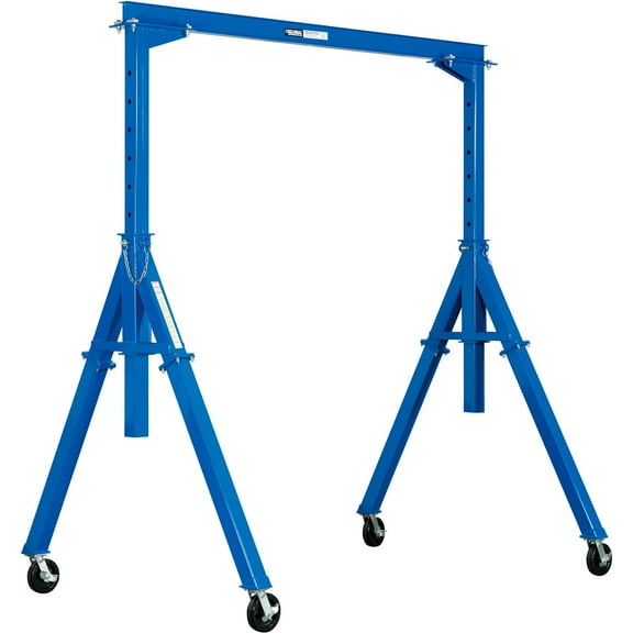 Global Industrial Adjustable Height Steel Gantry Crane, 10'W x 7'6"-12'H, 2000 Lb. Capacity