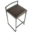 thumbnail image 7 of Fuji Contemporary Stackable Counter Stool In Black With Brown Faux Leather Cushion - Set Of 2, 7 of 7