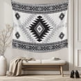 thumbnail image 5 of Black Beige Boho Tapestry for Bedroom Wall Hanging Tapestry, Vintage Ethnic Tribal Southwestern Ceiling Backdrop Tapestries Poster Blanket Wall Decor for Teens Room Living Room Dorm 59" x 90", 5 of 8