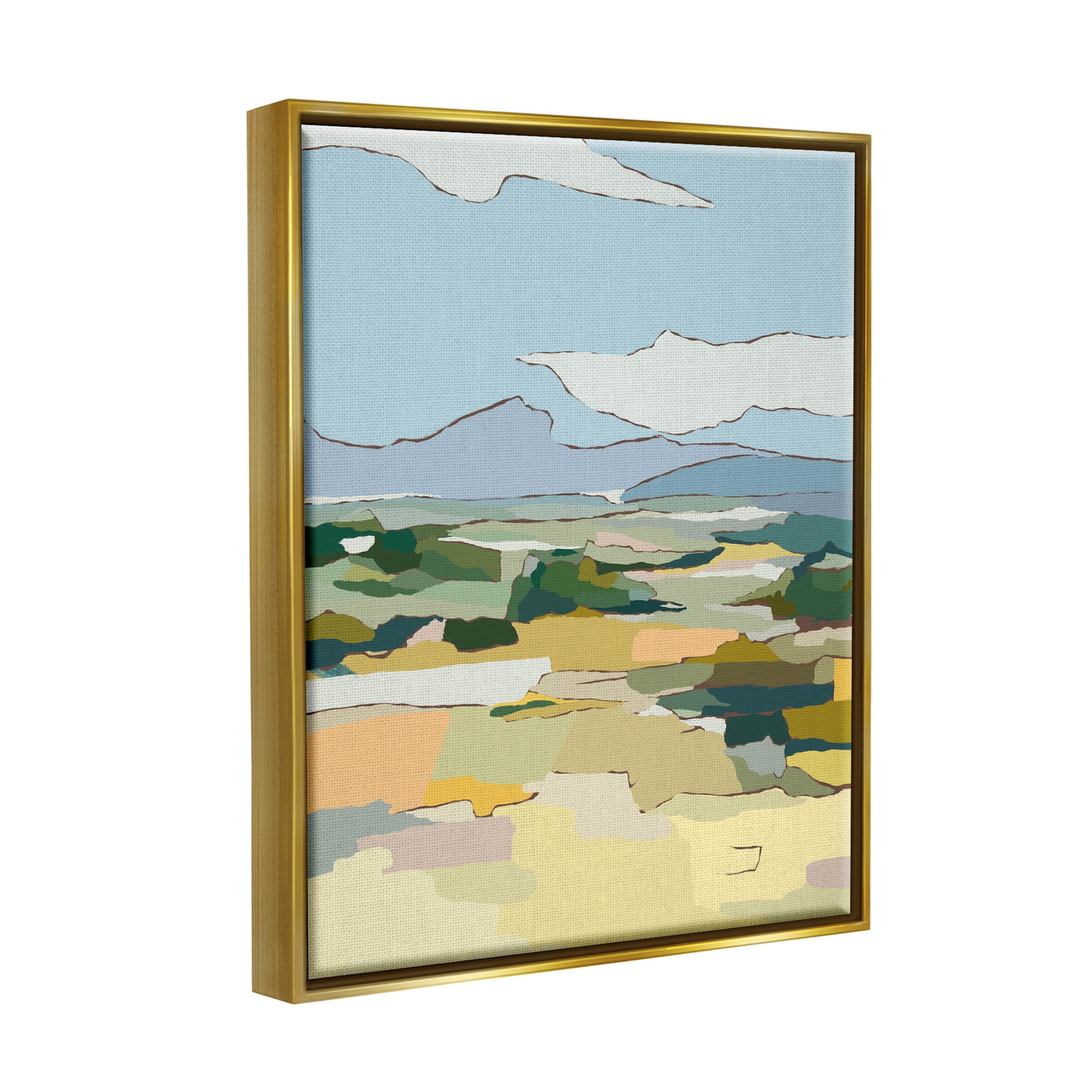 Stupell Industries Rural Pasture Abstract Field Graphic Art Metallic Gold Floating Framed Canvas Print Wall Art, Design by Nikita Jariwala