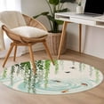 thumbnail image 4 of Round Rugs 3.3Ft, Spring Green Leaves Round Area Rug Washable Indoor Throw Carpet, Japanese Koi Fish Birds Vintage Soft Non Slip Circle Rug for Laundry Room Patio Home Decor Aesthetic, 4 of 8
