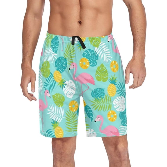 GZHJMY Flamingo Pajama Pants Short for Men, Lounge Pants Lightweight Men Pajama Bottoms with Drawstring Pockets, Christmas New Year Birthday Gifts, X-Large