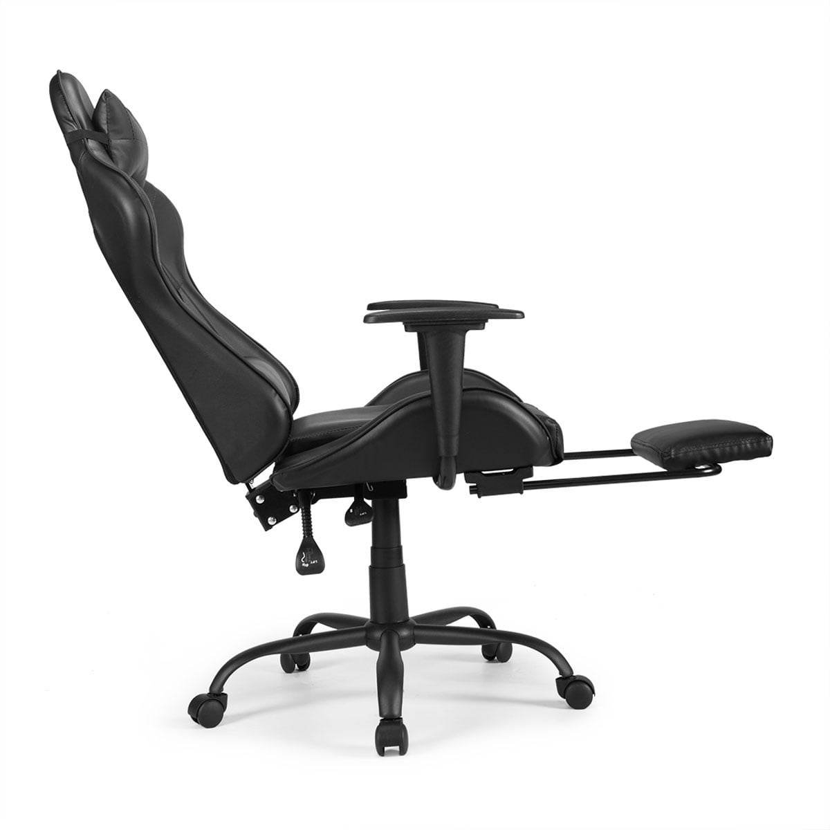 Kepooman Gaming Chair, Reclining Ergonomic Chair with Retractable Footrest - Black Kepooman Gaming Chair, Reclining Ergonomic Chair with Retractable Footrest - Black