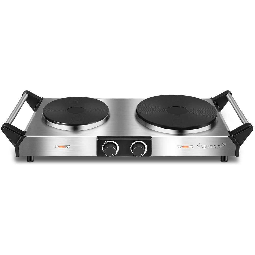 Duxtop Hot Plate, Portable Electric Cooktop Cast Tron Stovetop, Stainless Steel Electric Double