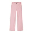 thumbnail image 4 of Lenpel Girls' Dress Pants Elastic High Waisted Straight Leg Twill Casual Trousers School Pants with Pockets 7-16 Y, 4 of 7