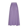 thumbnail image 5 of THDHVS Flowy Skirt,Skirts for Women,Women's Solid Color Pocket Button with Waistband Half Skirt Purple 3XL, 5 of 6