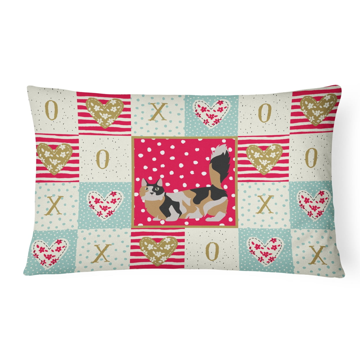 Carolines Treasures CK5652PW1216 Munchkin 3 Cat Love Canvas Fabric Decorative Pillow, Red, 12H x16W, multicolor
